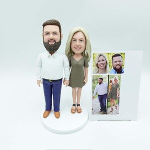 Personalized Couple Bobblehead: Custom Anniversary Cake Topper Figurine