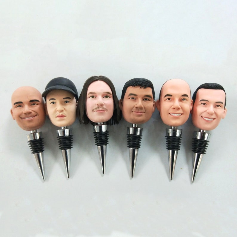 Abridor de botellas con cabeza personalizada: regalo personalizado para padrinos de boda Wine stopper