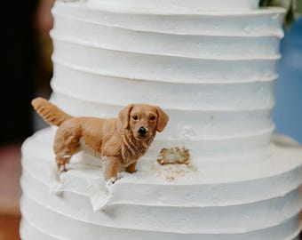 Cat Anniversary Figurine, Dog Wedding Cake Topper, Personalized Pet Cake Decor