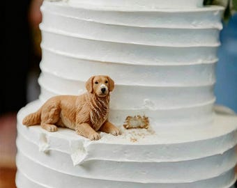 Custom Pet Wedding Cake Topper, Polymer Clay Dog Figurine Decoration
