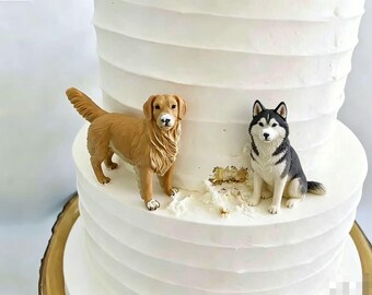 Personalized Dog Wedding Cake Topper: Custom Clay Sculpture