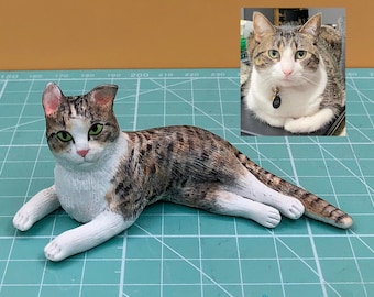 Gepersonaliseerde taarttopper huisdierbeeldje: polymeerklei kat herdenkingscadeau