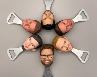 Custom Face Bottle Opener: Personalized Head Bottle Stopper, Groomsmen Gift