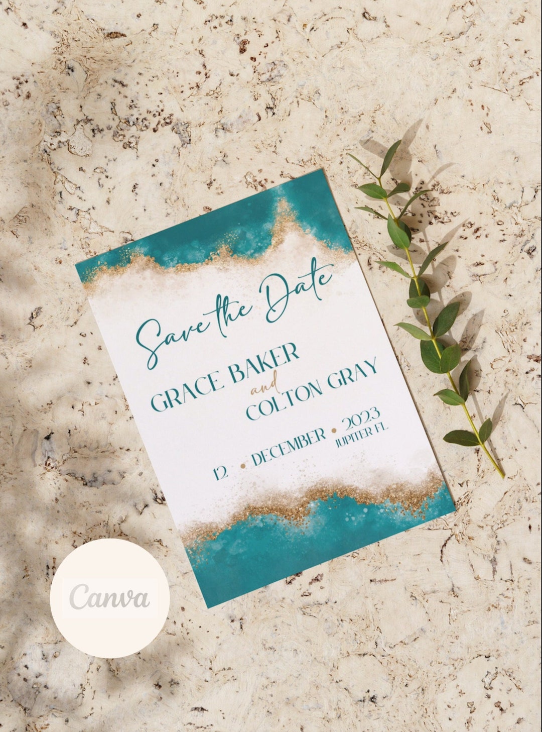 Save the Date Template, Save the Date Teal and Gold Mist, Save the Date ...