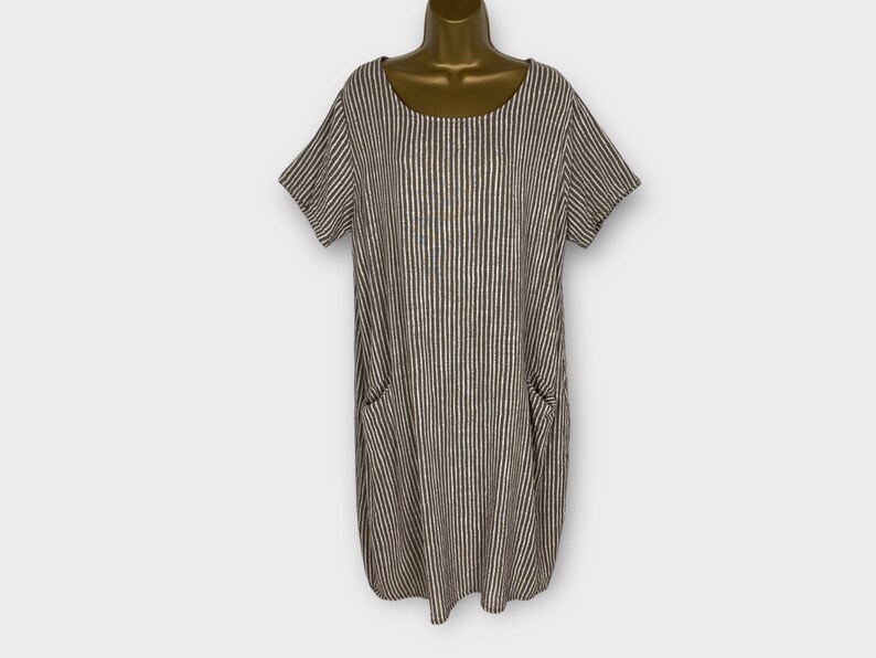 Cotton Summer Dress With Pockets Boho Short Sleeve Striped Etsy UK