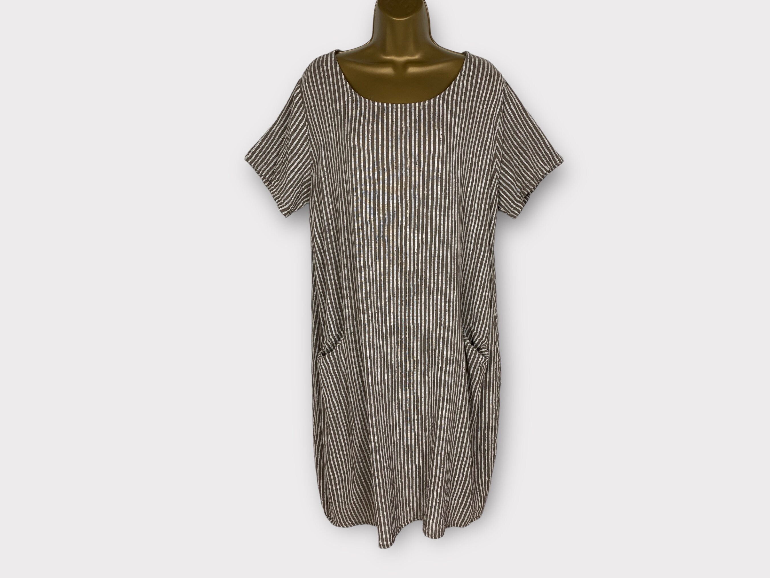 Cotton Summer Dress With Pockets Boho Short Sleeve Striped Etsy UK