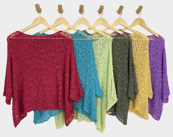 Cropped Crochet Top, Open Knit Jumper Shrug, Festival Sweater, Plus Size Knitted Jumper, One Size Loose Boho