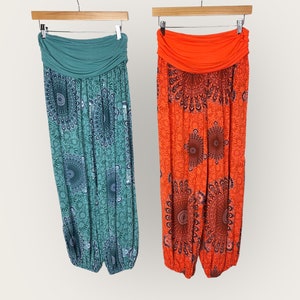 Pantaloni Harem Starburst Mandala leggeri, pantaloni yoga comodi, abbigliamento elastico per il tempo libero in taglia unica, pantaloni Boho, Festival Hippie, Vacanze immagine 9