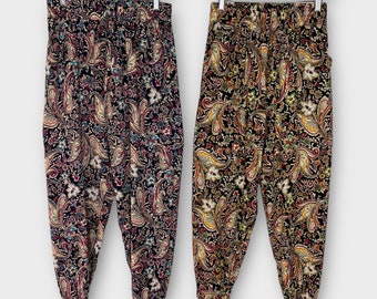 Lightweight Paisley Print Harem Pants,  Comfortable Yoga Pockets Trousers, Stretchy UK 8 - 18 Leisure Wear, Boho Pants,  Hippie Festival
