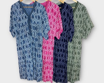 Summer Tiered Midi Dress, Boho Festival Short Sleeve Tassel Diamond Print Dress Plus Size 14 16 18 Holiday Beach Wear Dress Made in Italy