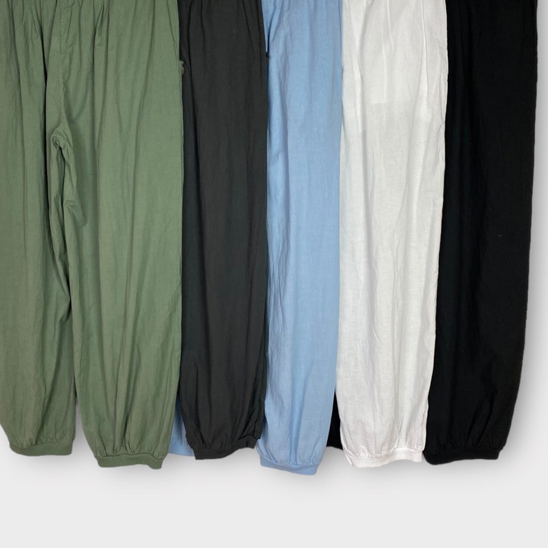 Lightweight Cotton Plain Harem Pants, Comfortable Yoga Trousers, One Size Leisure Wear, Boho Pants, Hippie Festival Baggy Wear, Holiday image 4