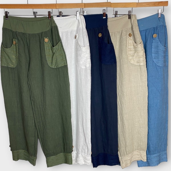 Linen Balloon Fit Harem Trousers