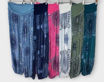 Pantalones ligeros Starburst Mandala Harem, cómodos pantalones de yoga, ropa de ocio elástica de talla única, pantalones Boho, festival hippie, vacaciones