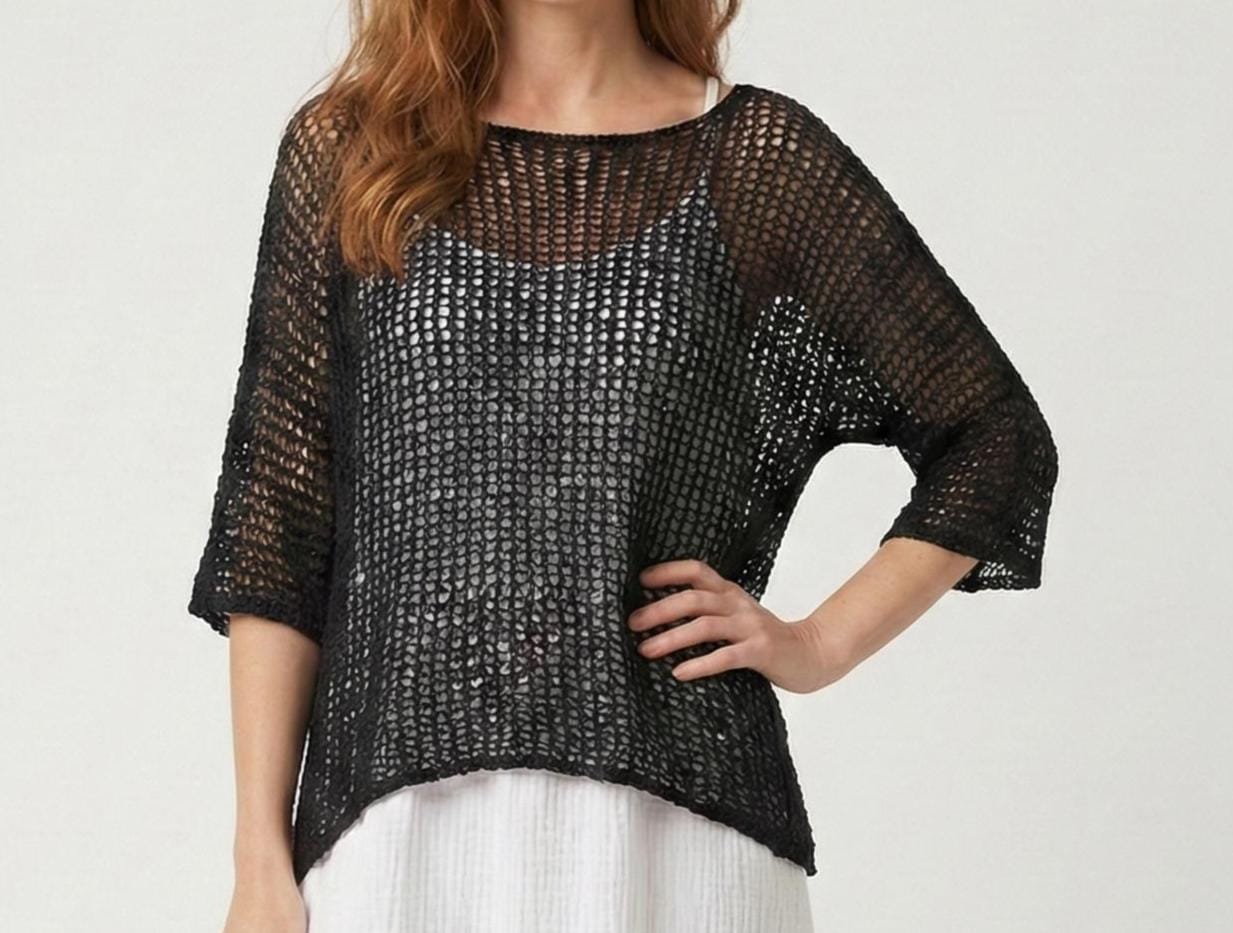 Black Loose Knit Sweater - Etsy