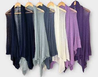 Waterfall Mesh Cardigan Jacket Open Knit Long, Flowing, Holiday Beach Top, Plus Size Knitted , One Size 8-18 Boho Long Sleeve Open front