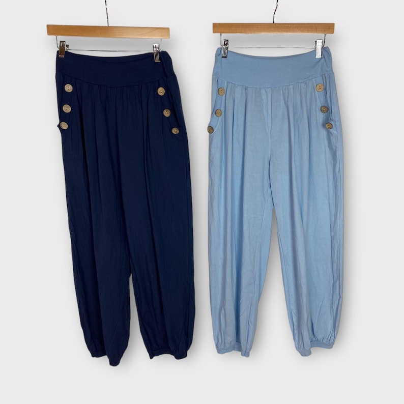 Lightweight Cotton Plain Harem Pants, Comfortable Yoga Trousers, One Size Leisure Wear, Boho Pants, Hippie Festival Baggy Wear, Holiday image 9