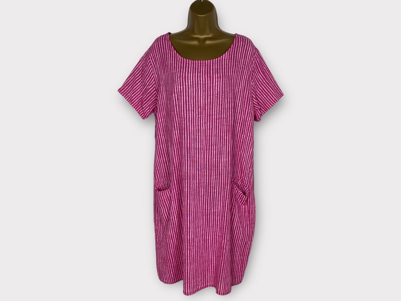 Cotton Summer Dress With Pockets Boho Short Sleeve Striped Etsy UK