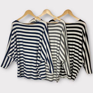 Striped Jumper Sweater Top  Loose Oversized Lightweight Size 14-20 One Size Relaxed Boho Longline Winter Cosy Womens Plus Size Gift for Her