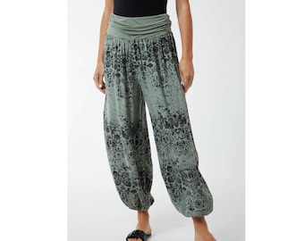 Sarouel léger à fleurs, pantalon de yoga confortable, vêtements de loisirs extensibles taille unique, pantalon bohème, vêtements amples pour festival hippie, vacances