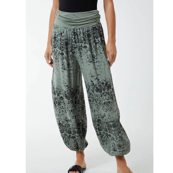 Sarouel léger à fleurs, pantalon de yoga confortable, vêtements de loisirs extensibles taille unique, pantalon bohème, vêtements amples pour festival hippie, vacances