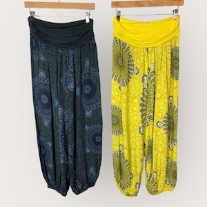 Pantaloni Harem Starburst Mandala leggeri, pantaloni yoga comodi, abbigliamento elastico per il tempo libero in taglia unica, pantaloni Boho, Festival Hippie, Vacanze immagine 10