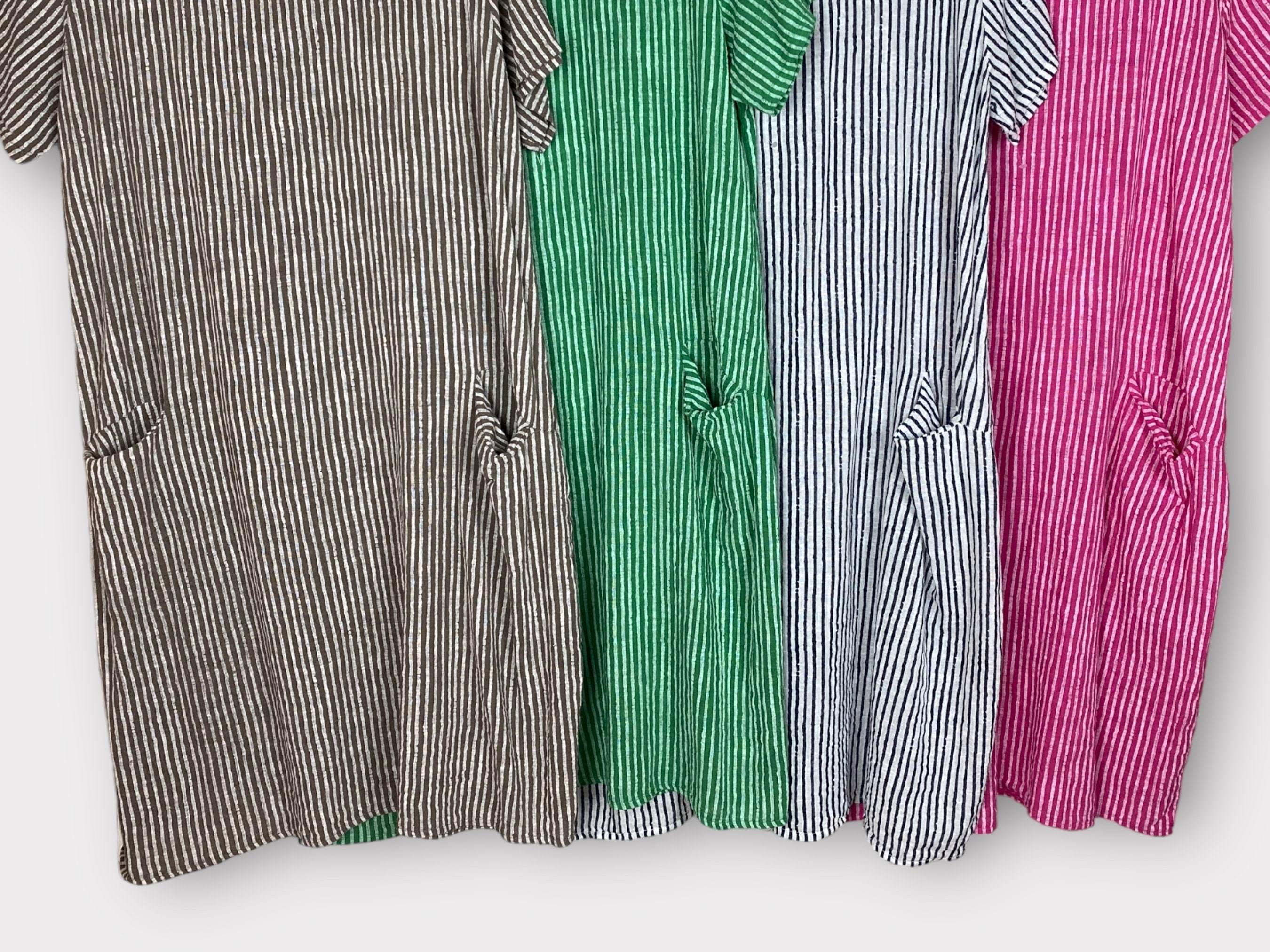 Cotton Summer Dress With Pockets Boho Short Sleeve Striped Etsy UK