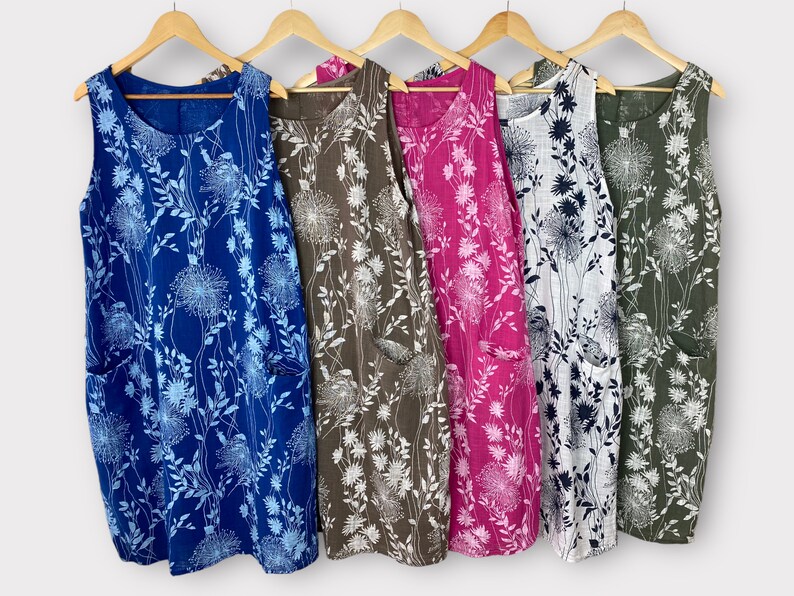 Cotton Summer Dress With Pockets Boho Festival Sleeveless Etsy