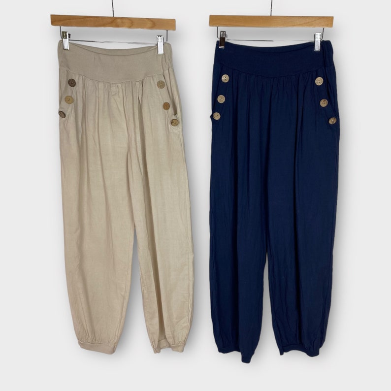 Lightweight Cotton Plain Harem Pants, Comfortable Yoga Trousers, One Size Leisure Wear, Boho Pants, Hippie Festival Baggy Wear, Holiday Stone