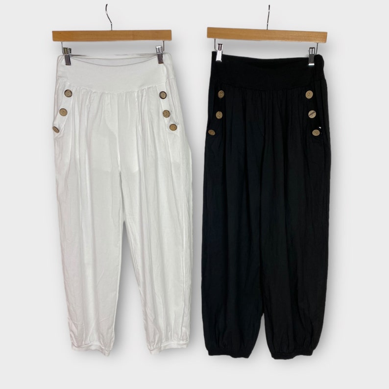 Lightweight Cotton Plain Harem Pants, Comfortable Yoga Trousers, One Size Leisure Wear, Boho Pants, Hippie Festival Baggy Wear, Holiday image 5