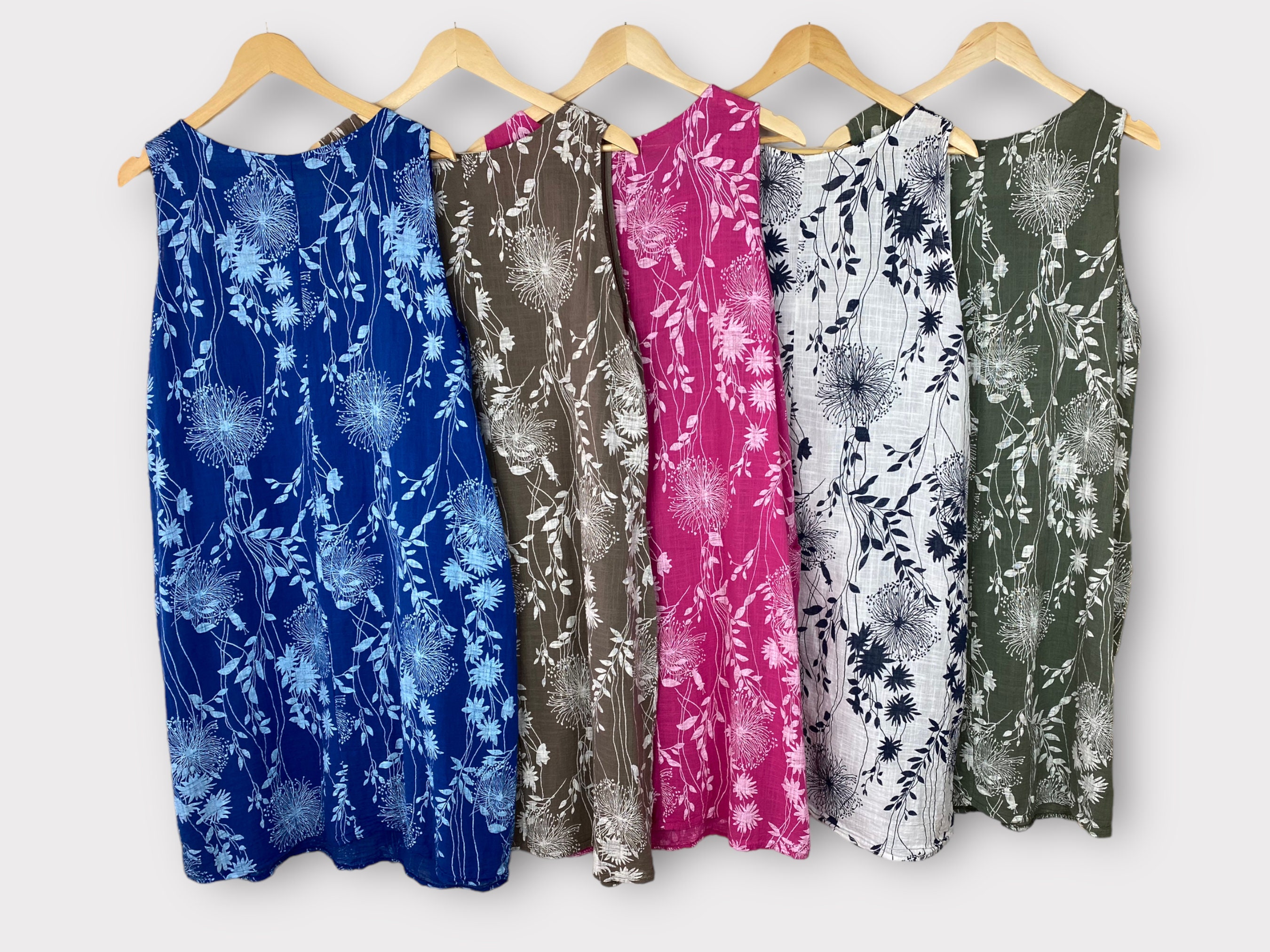 Cotton Summer Dress With Pockets Boho Festival Sleeveless Etsy