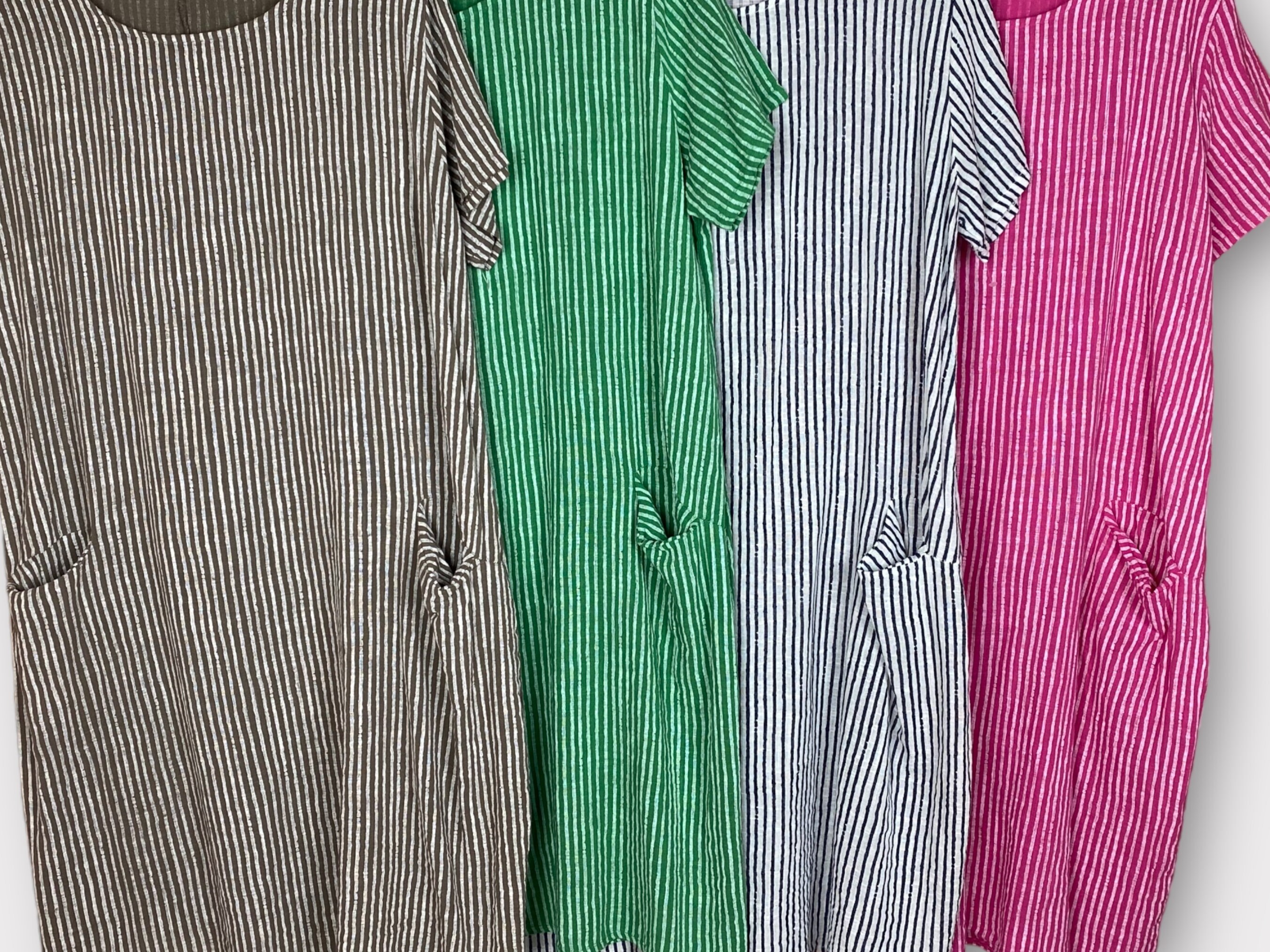 Cotton Summer Dress With Pockets Boho Short Sleeve Striped Etsy UK