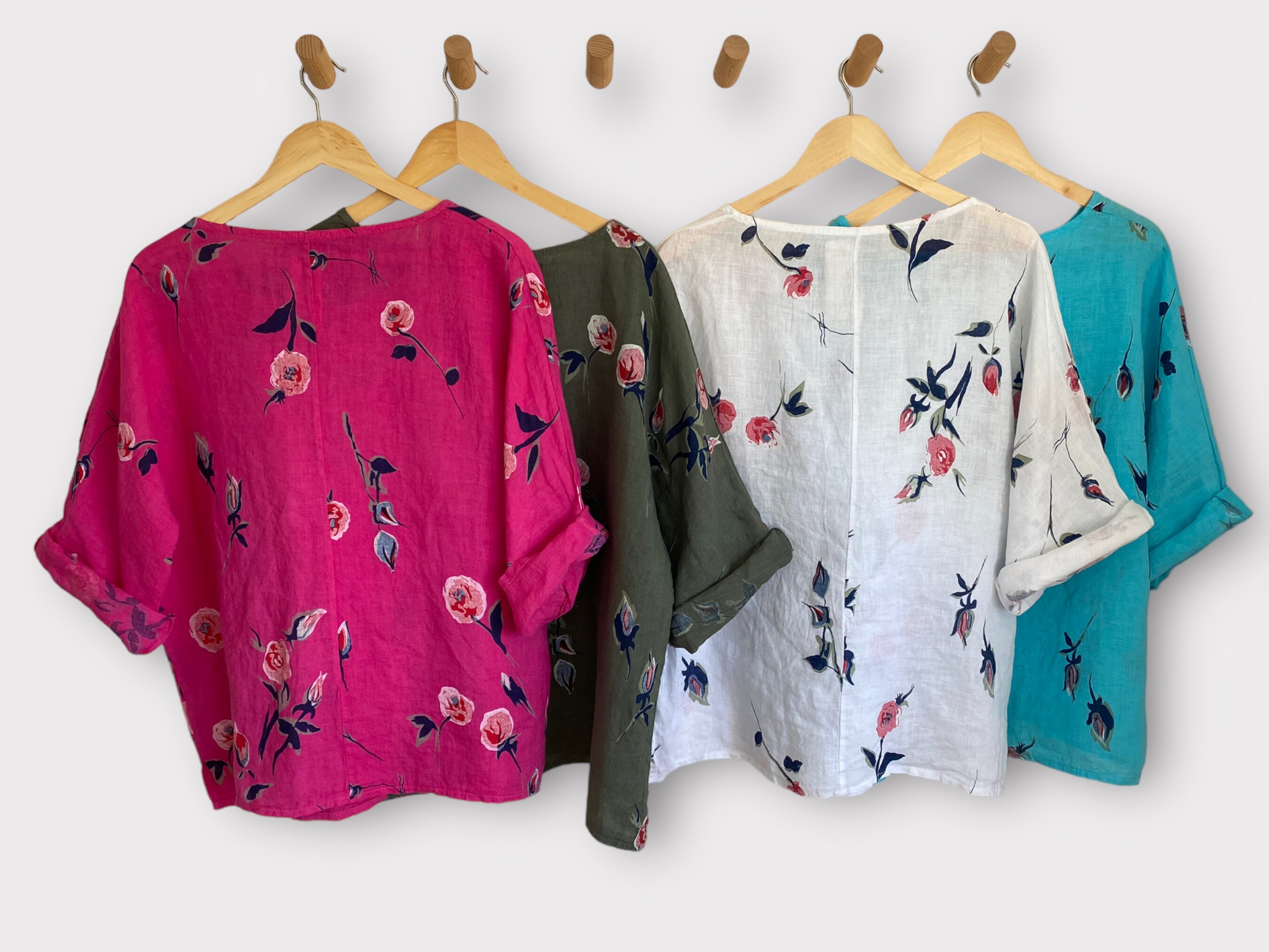 Plus Size Women Retro Spring Pure Color Linen Turtleneck Blouse