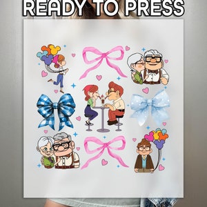 Valentine Couple Ready to Press DTF, Mickey Heads Print, Heat Press DTF Transfer, Pink Ribbons Print, Valentine&#39;s Day DTF, Disney Couple