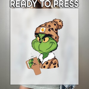 Grinch Boujee Ready to Press DTF, Grinchmas Leopard Print, Heat Press DTF Transfer, Christmas Retro Print, Green Monster Vibes DTF