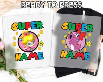 Custom Mario DTF, Super Mario Print, Heat Press DTF, Mario Lovers Print, Premium DTF Transfer, Special Gift Print, Personalized Name Print