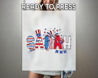 4th of July Name DTF, Custom America Print, Heat Press DTF Transfer, Personalized Gift Print, Premium DTF Transfer, Family Match Print