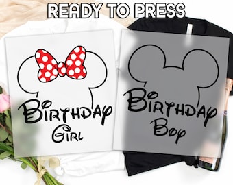Mickey And Minnie Ready to Press DTF, Happy Birthday Print, Heat Press DTF Transfer, Birthday Crew Print, Disney Party DTF, Disney Squad