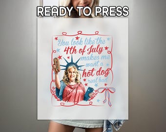 Hot Dog Real Bad DTF, 4th Of July Print, Heat Press DTF, Statue of Liberty Print, Premium DTF, Hot Dog Lovers Print, Patriotic Meme Print