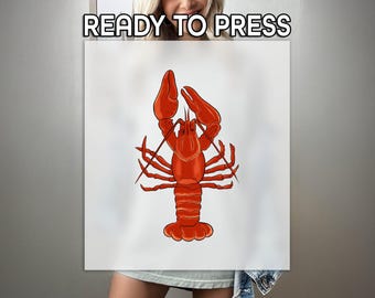 Crawfish DTF, Sea Animal Print, Heat Press DTF Transfer, Lobster Print, Fisherman Gift DTF, Ready To Apply Transfer, Crimson Claws Print