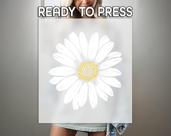 Daisy Lovers Ready to Press DTF Transfer, Trendy Spring Summer Print, Heat Press DTF Transfer, Retro Flower Print, Cute Flower DTF