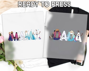 Custom Frozen Alphabet Text DTF Transfer, Personalized Disney Christmas Family Matching DTF, Frozen Name Kids DTF, Disneyland Trip Gift
