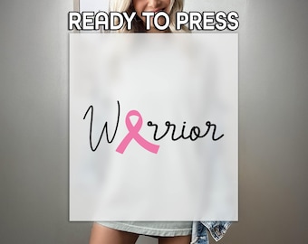 Breast Cancer Warrior Design DTF Transfer, Pink Ribbon Print, Cancer Fighter Awareness Print, Bulk Printing, Shirt Heat Transfer