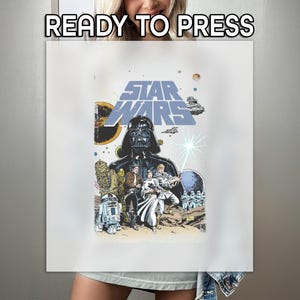 Star Wars Galaxy DTF Transfer, Vintage Sci-Fi Fighters Design, Movie Inspired Art Print, Fan Gift Idea, Ready To Press, Retro Space Shirt
