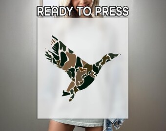 Duck Hunting Ready to Press DTF, Duck Hunter Print, Heat Press DTF Transfer, Trendy Hunting Print, Gift For Hunter DTF, Camo Duck Print