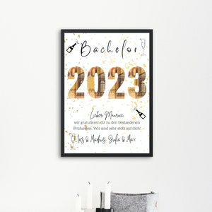 Bachelor Abschluss Geldgeschenk zum Ausdrucken für Bilderrahmen, Studium Abschluss Geschenk personalisiert, selbstgemacht Student 2023