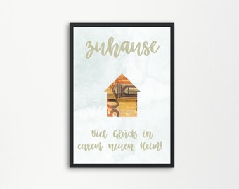 House purchase homeowner gift card for moving in to print, cash gift for new apartment house for housewarming, moving