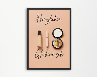 Geburtstagsgeschenk für Frauen Mädchen zum Ausdrucken, Geldgeschenk für den Geburtstag im Kosmetik Design, Schminken Puder Schminkspiegel