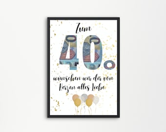 40. Geburtstag | 40 | Geburtstagsgeschenk Geldgeschenk Geburtstag | digitaler Download | geburtstagsgeschenk 40 bilderrahmen | rund