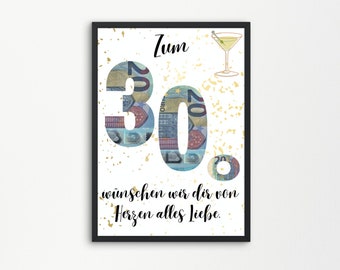30th birthday | 30 | birthday gift cash gift birthday | digital download | birthday gift 30 picture frame | round