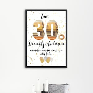 Cadeauservice jubileum bedrijfsjubileum 30 jaar om uit te printen voor fotolijsten, geld cadeau werkviering bedrijfswerk collega medewerker